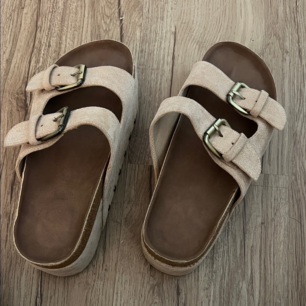 Amazon Beige Buckle Strap Sandals